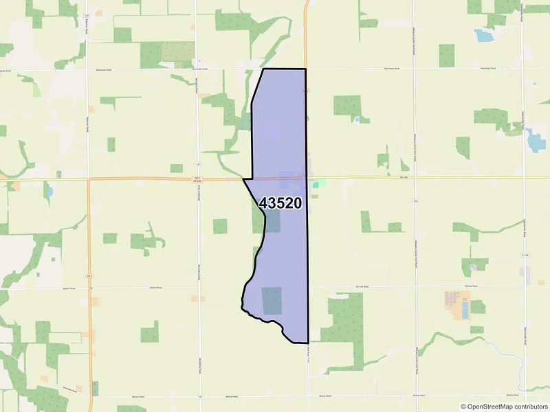 Map of Farmer, Ohio and ZIP codes