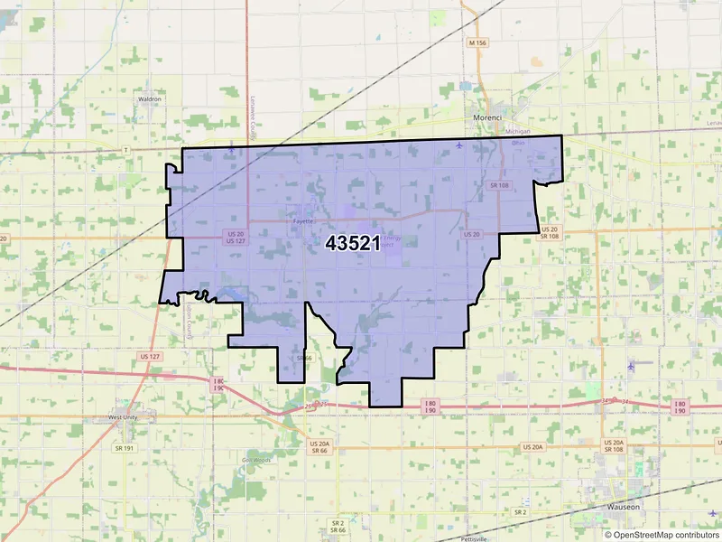 Map of ZIP Code 43521 — Fayette, OH