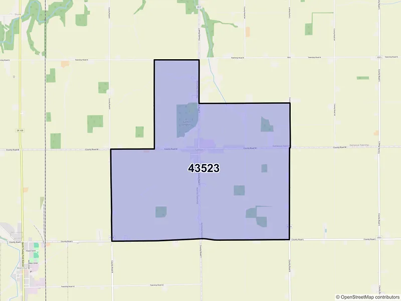 Map of Grelton, Ohio and ZIP codes