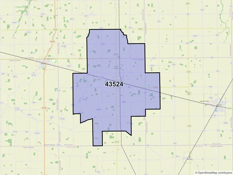 Map of ZIP Code 43524 — Hamler, OH