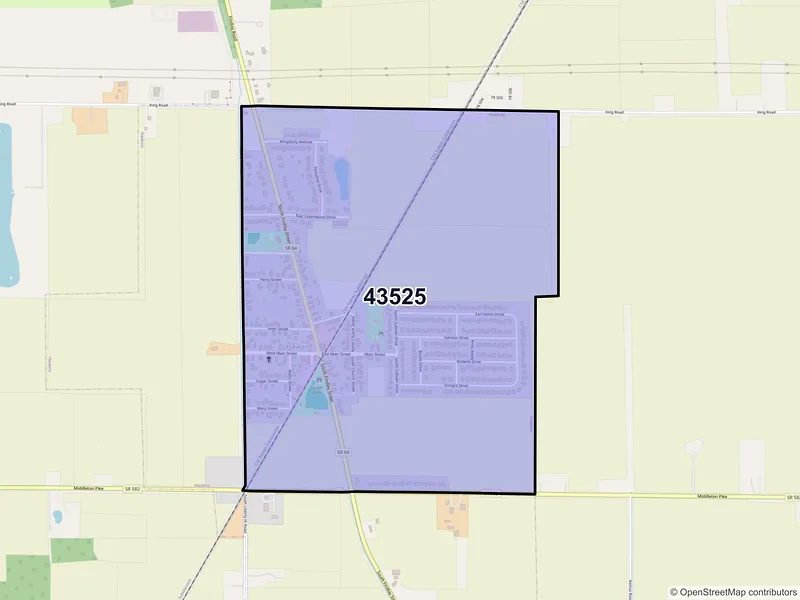 Map of ZIP Code 43525 — Haskins, OH