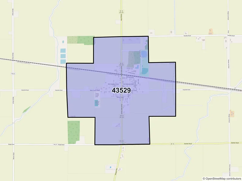 Map of Hoytville, Ohio and ZIP codes