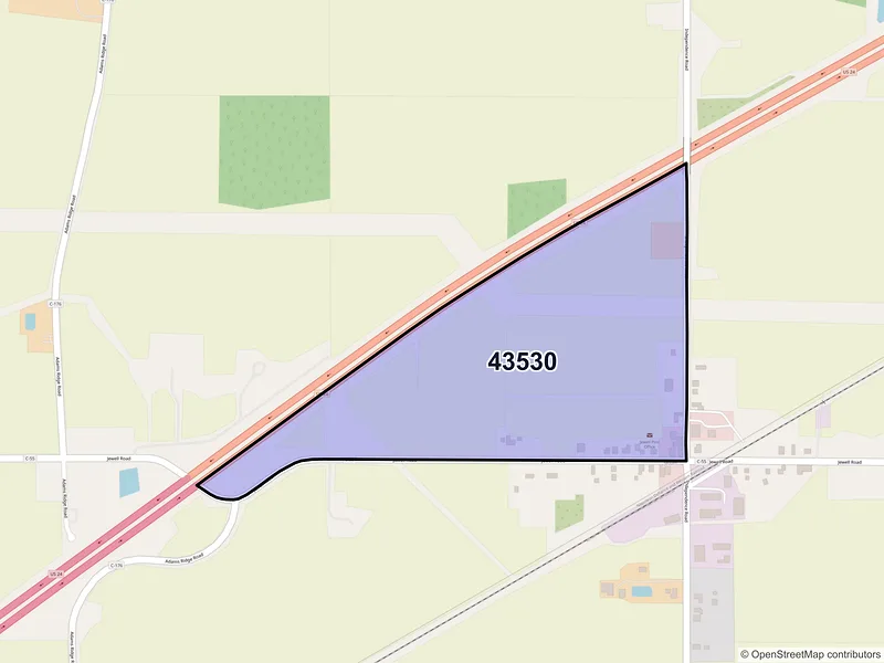 Map of Jewell, Ohio and ZIP codes