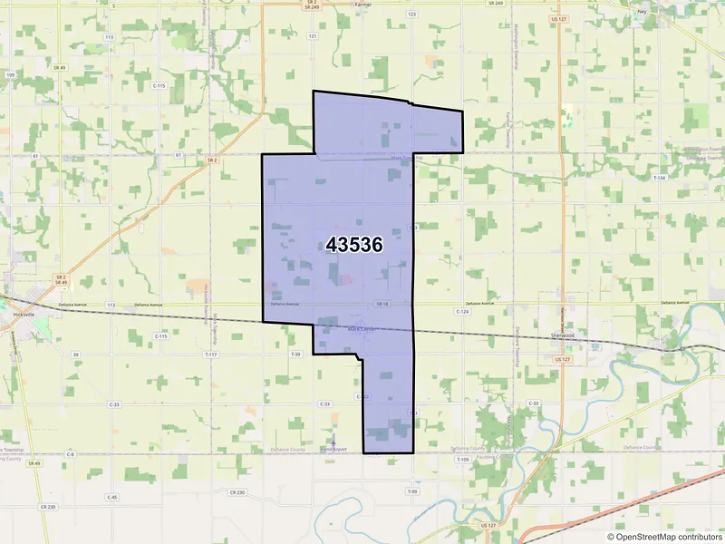Map of ZIP Code 43536 — Mark Center, OH