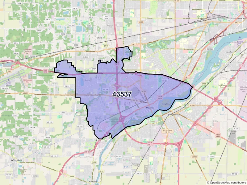 Map of ZIP Code 43537 — Maumee, OH