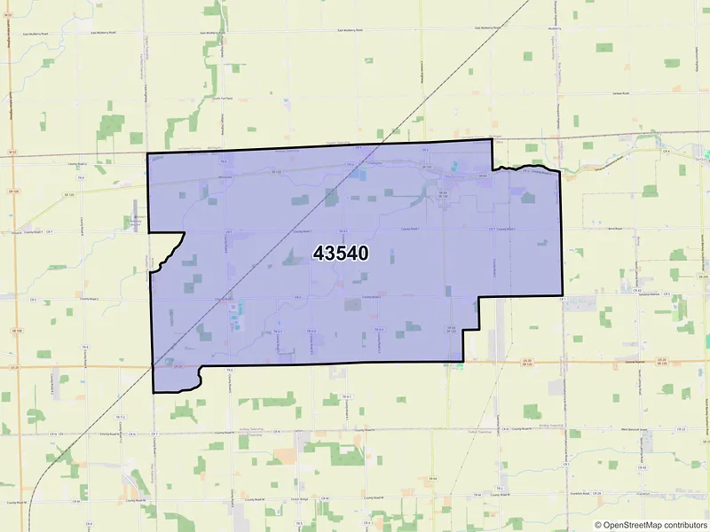 Map of ZIP Code 43540 — Metamora, OH