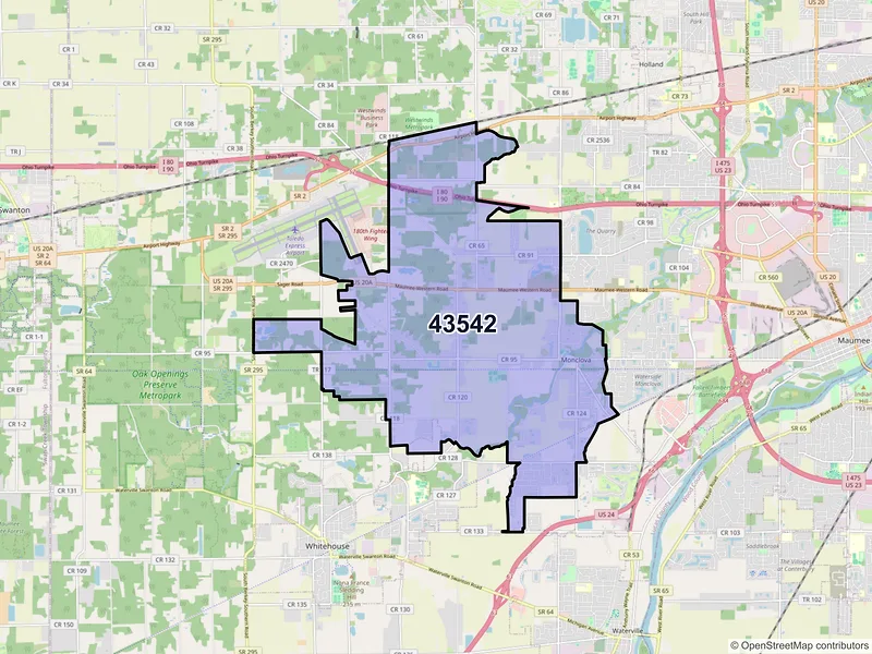Map of ZIP Code 43542 — Monclova, OH
