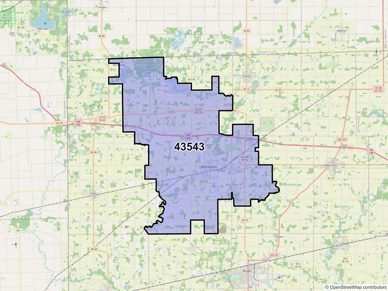 Map of ZIP Code 43543 — Montpelier, OH