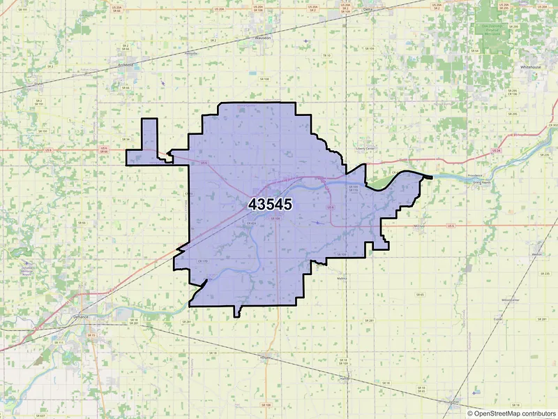 Map of ZIP Code 43545 — Napoleon, OH