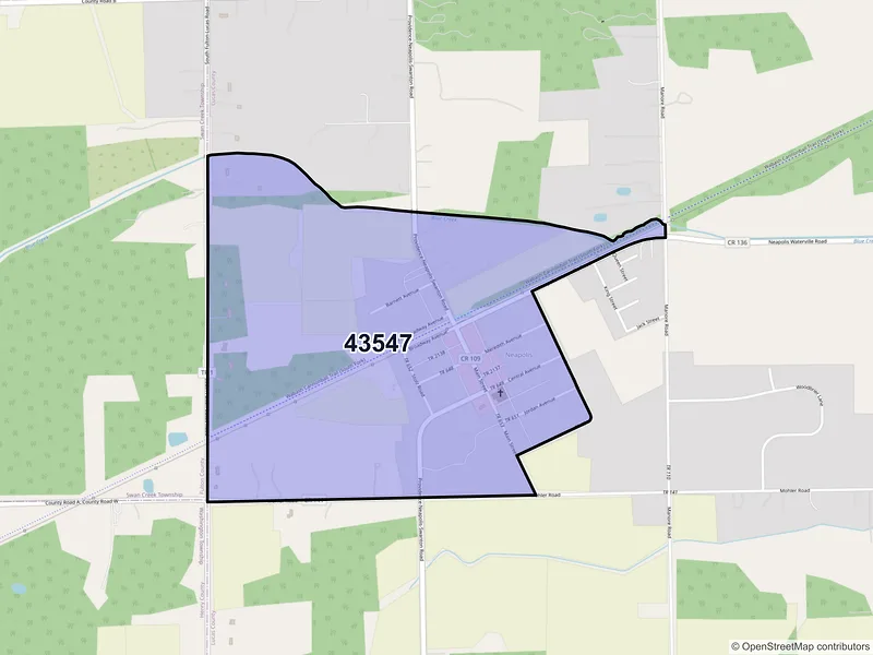 Map of Neapolis, Ohio and ZIP codes
