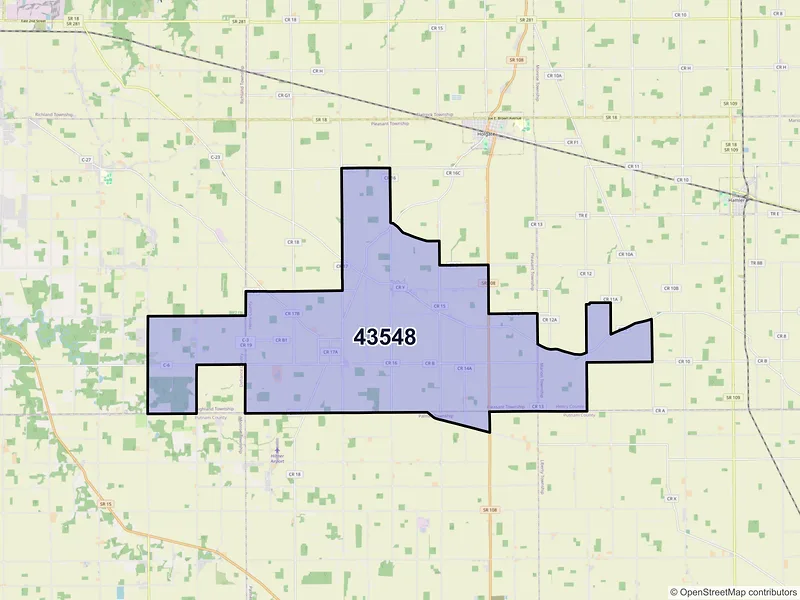 Map of ZIP Code 43548 — New Bavaria, OH