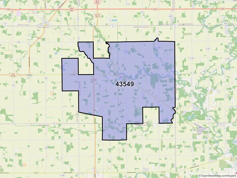 Map of ZIP Code 43549 — Ney, OH