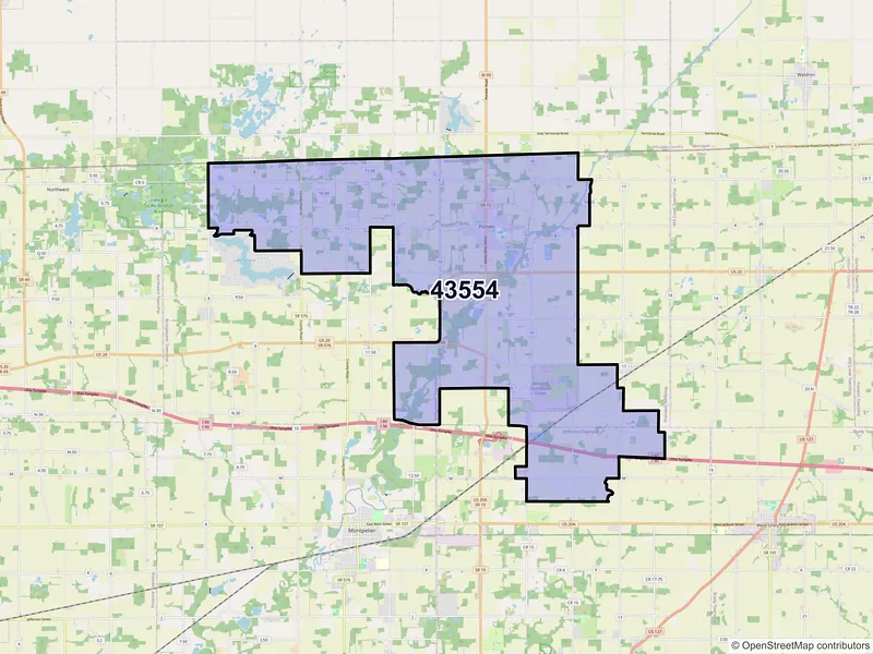 Map of Pioneer, Ohio and ZIP codes