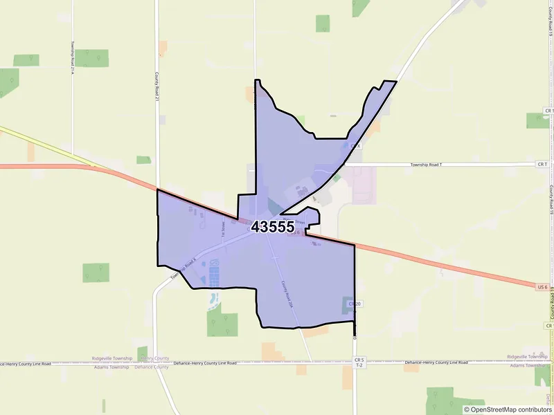 Map of Ridgeville Corners, Ohio and ZIP codes