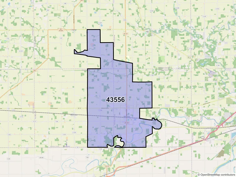 Map of Sherwood, Ohio and ZIP codes