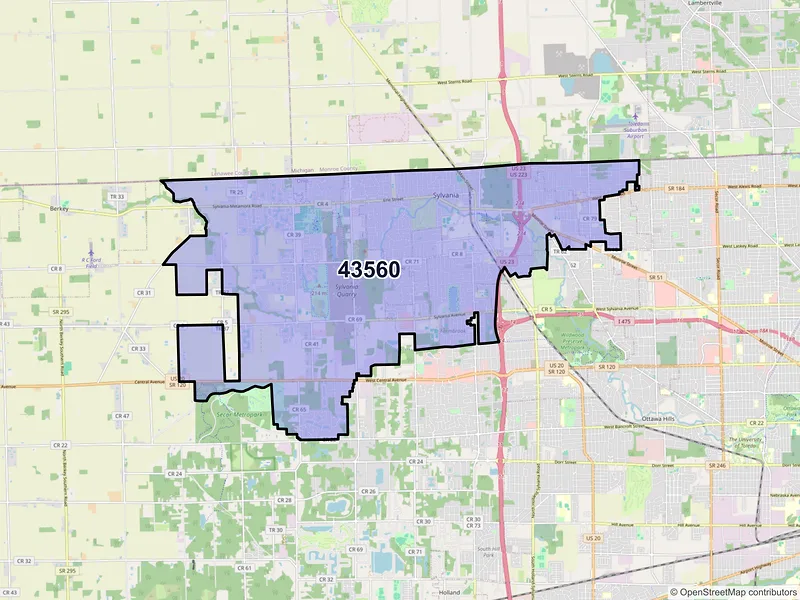 Map of ZIP Code 43560 — Sylvania, OH