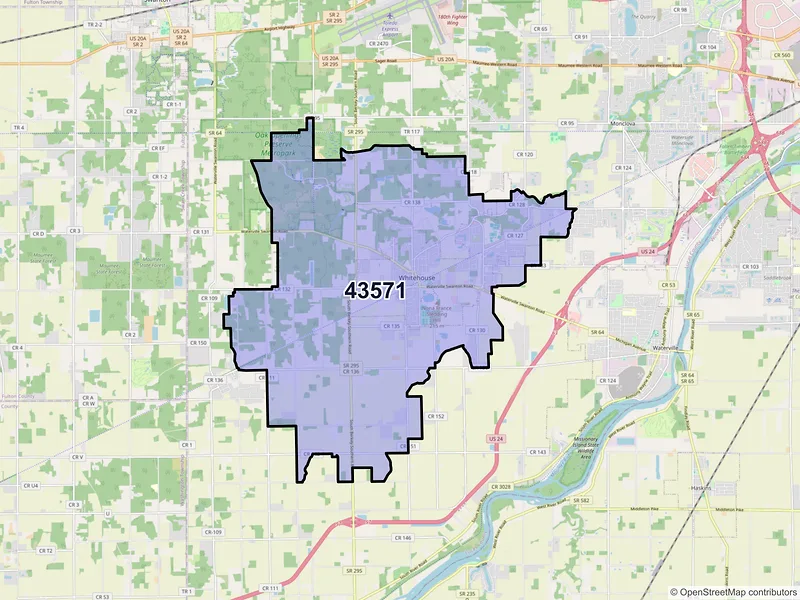 Map of ZIP Code 43571 — Whitehouse, OH