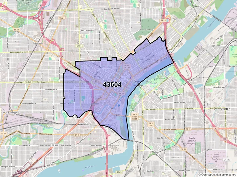 Map of ZIP Code 43604 — Toledo, OH