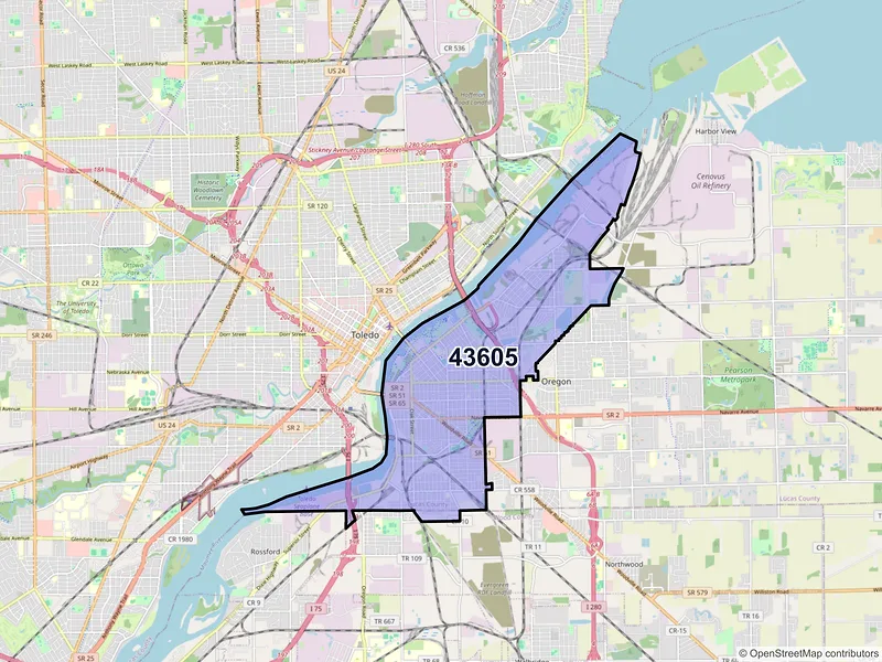 Map of ZIP Code 43605 — Toledo, OH