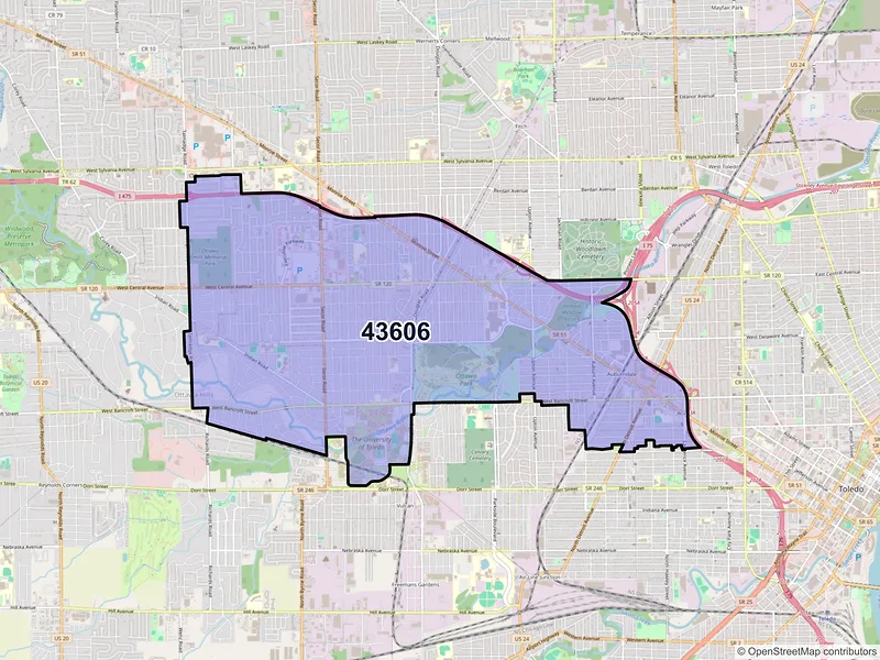 Map of ZIP Code 43606 — Toledo, OH