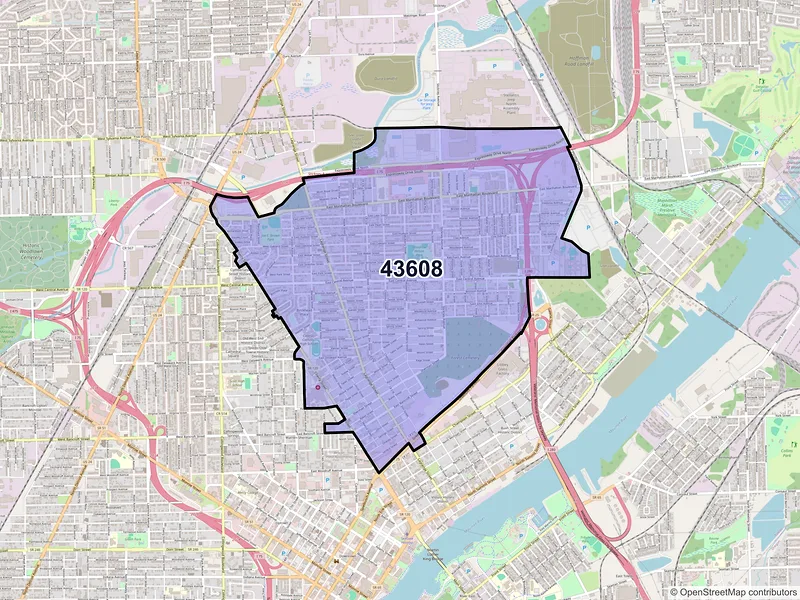Map of ZIP Code 43608 — Toledo, OH