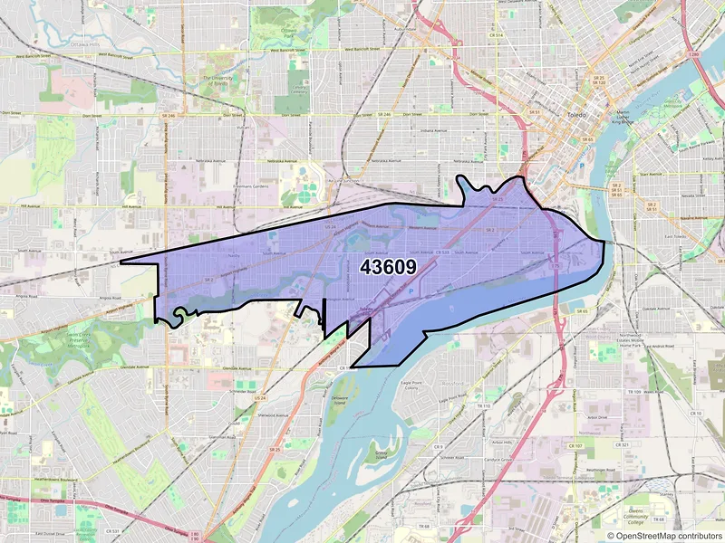 Map of ZIP Code 43609 — Toledo, OH