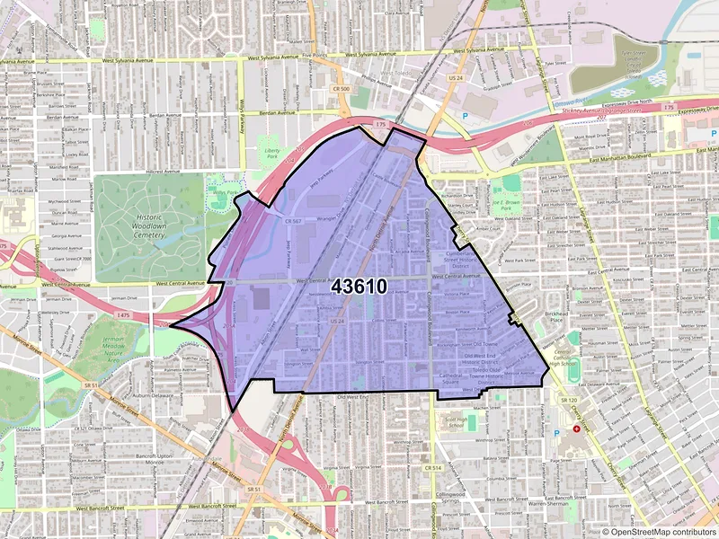 Map of ZIP Code 43610 — Toledo, OH