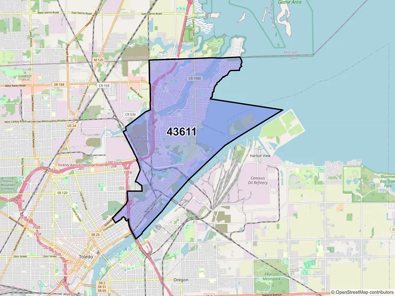 Map of ZIP Code 43611 — Toledo, OH