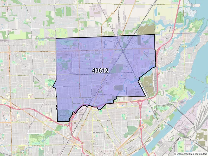 Map of ZIP Code 43612 — Toledo, OH