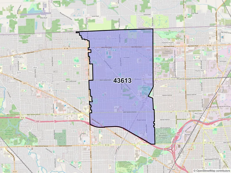 Map of ZIP Code 43613 — Toledo, OH