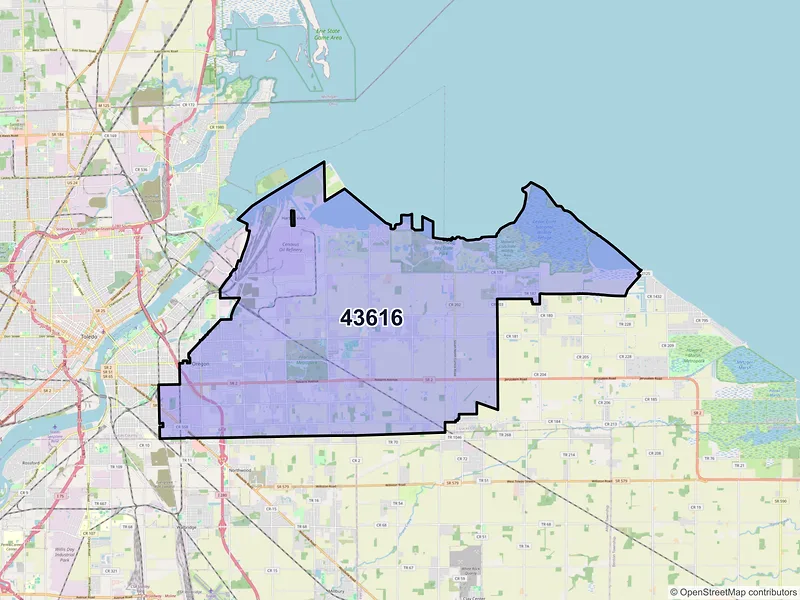 Map of ZIP Code 43616 — Oregon, OH