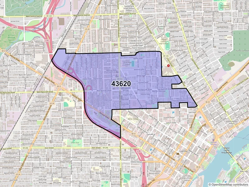 Map of ZIP Code 43620 — Toledo, OH