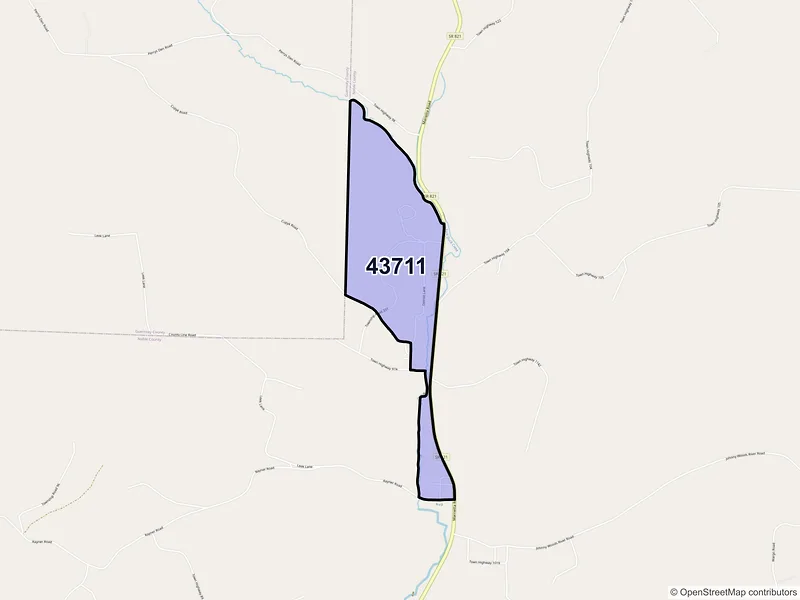 Map of Ava, Ohio and ZIP codes