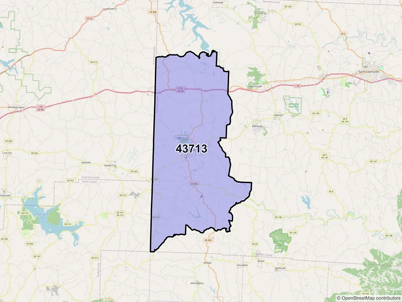 Map of ZIP Code 43713 — Barnesville, OH