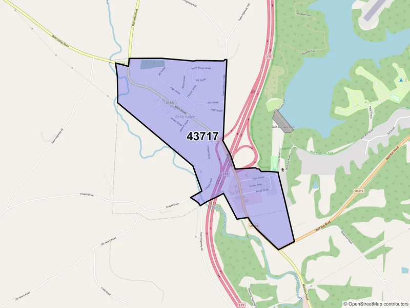 Map of Belle Valley, Ohio and ZIP codes