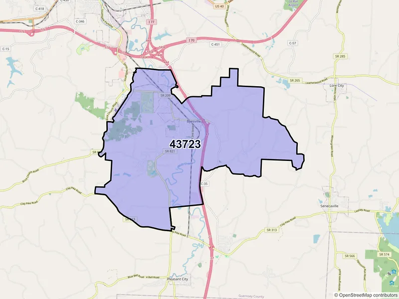 Map of ZIP Code 43723 — Byesville, OH