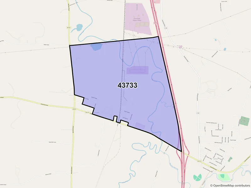 Map of Derwent, Ohio and ZIP codes