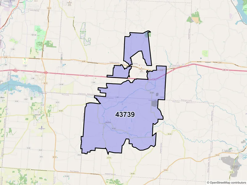 Map of ZIP Code 43739 — Glenford, OH