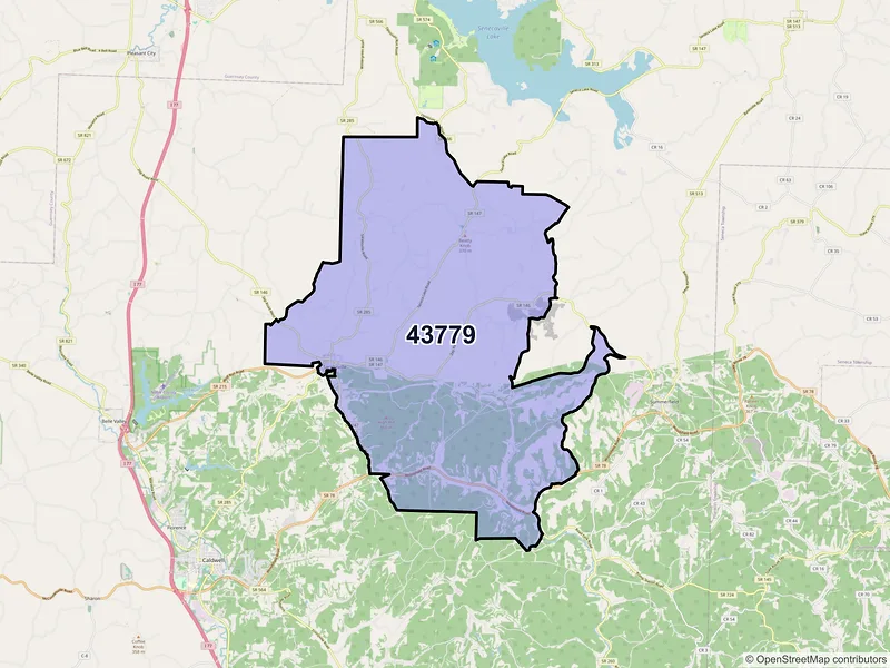 Map of ZIP Code 43779 — Sarahsville, OH