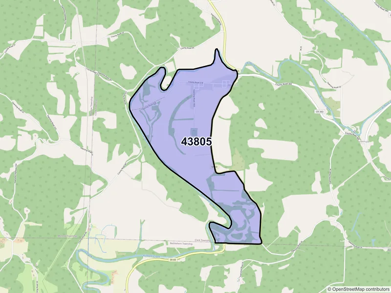 Map of Blissfield, Ohio and ZIP codes