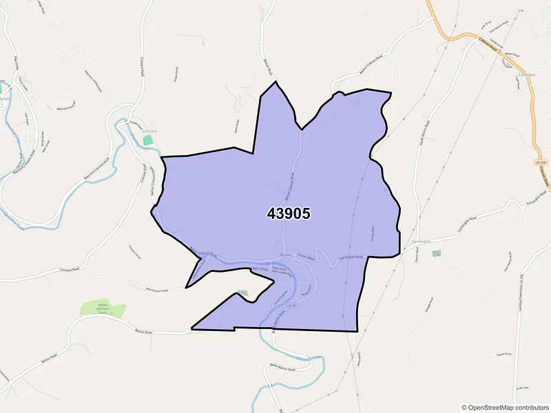 Map of Barton, Ohio and ZIP codes