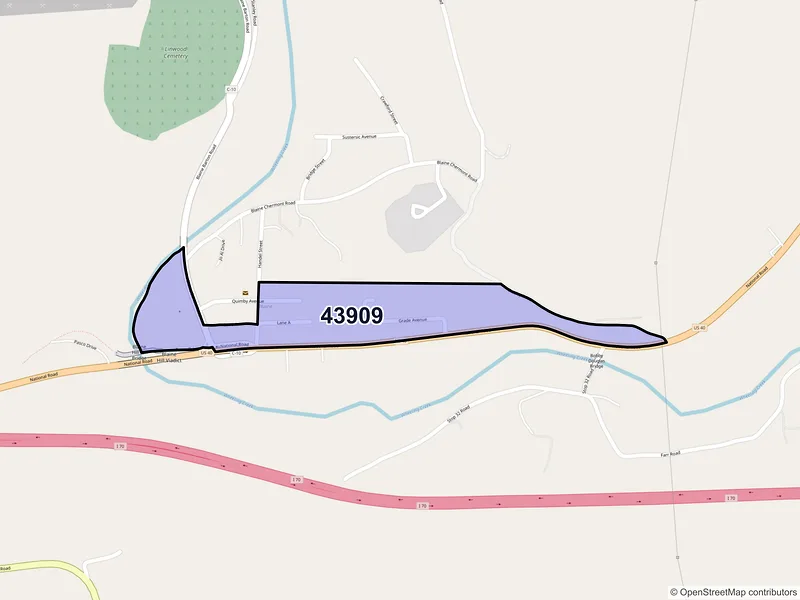 Map of Blaine, Ohio and ZIP codes