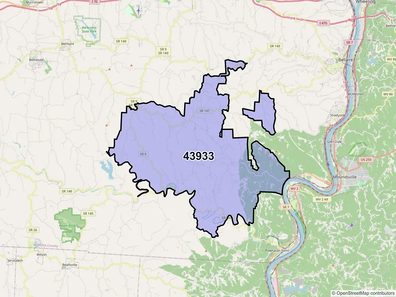 Map of Jacobsburg, Ohio and ZIP codes