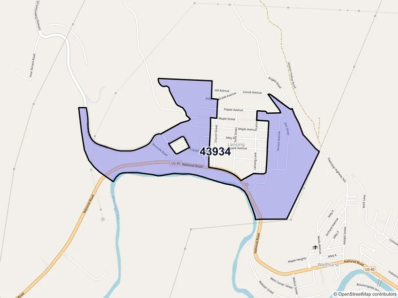 Map of Lansing, Ohio and ZIP codes