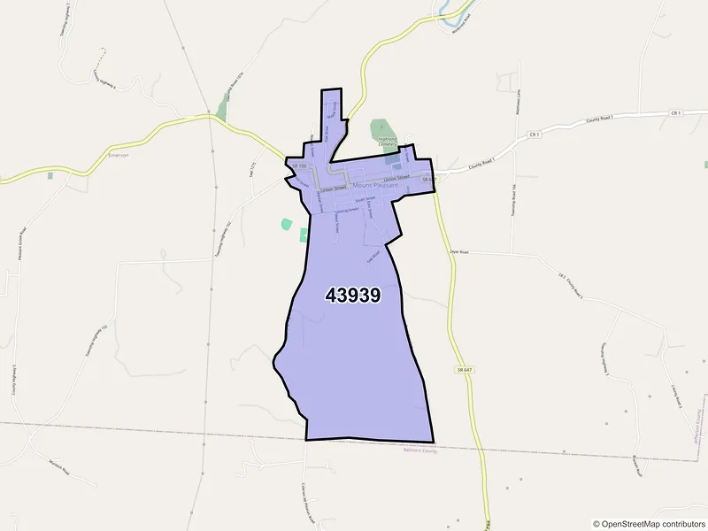 Map of Mount Pleasant, Ohio and ZIP codes