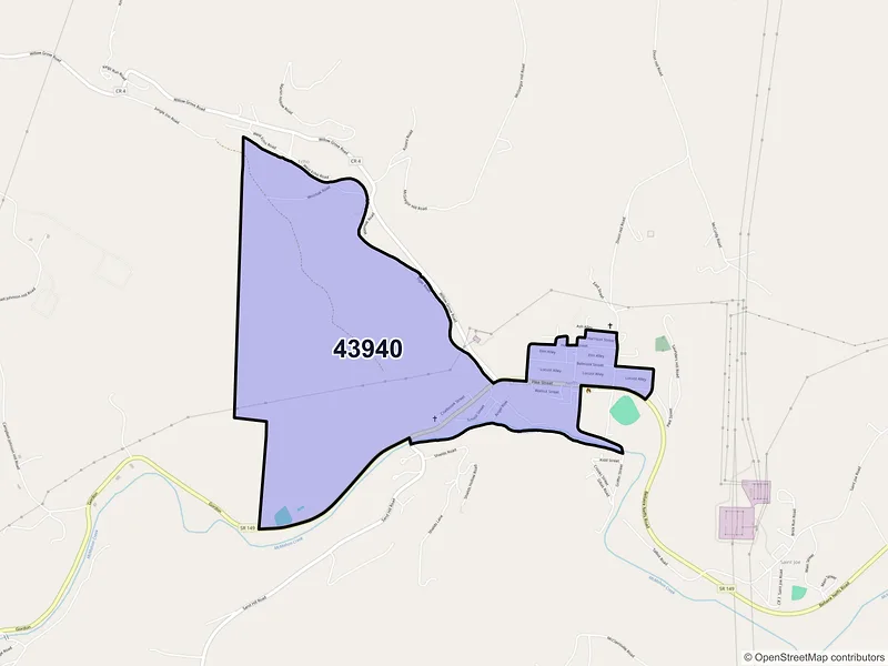 Map of Neffs, Ohio and ZIP codes