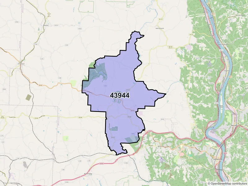 Map of ZIP Code 43944 — Richmond, OH