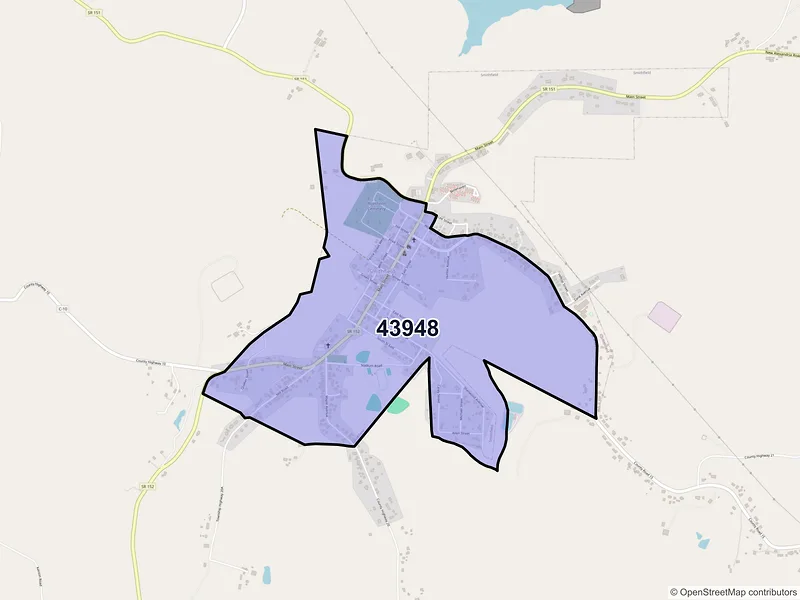 Map of Smithfield, Ohio and ZIP codes