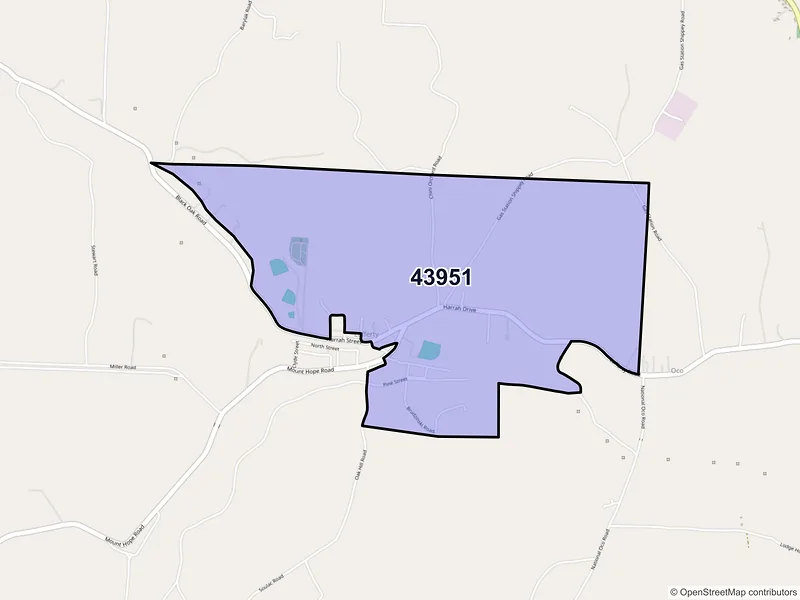 Map of Lafferty, Ohio and ZIP codes