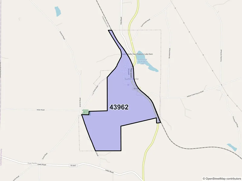 Map of Summitville, Ohio and ZIP codes